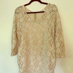 Cream lace overlay maternity top